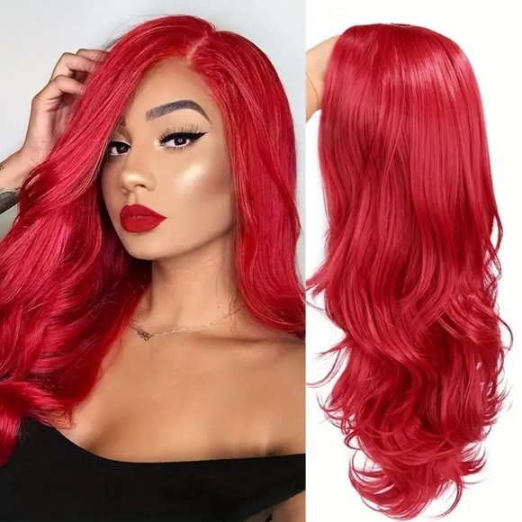 24 Inch Red Side Part Body Wavy Wig - Picture 1 of 4